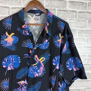 Dutch Bros Coffee Primary Black Cotton Hawaiian Style Camp Shirt Mens 2XL